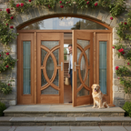 Premium Grand Entrance Oak Double Door with Triple Glazed Leaded Lights and Matching Sidelights - Customizable Finish