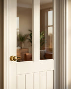 Internal White Primed Victorian Door with 2 Light Clear Glass Panels, Made to Measure - detail view