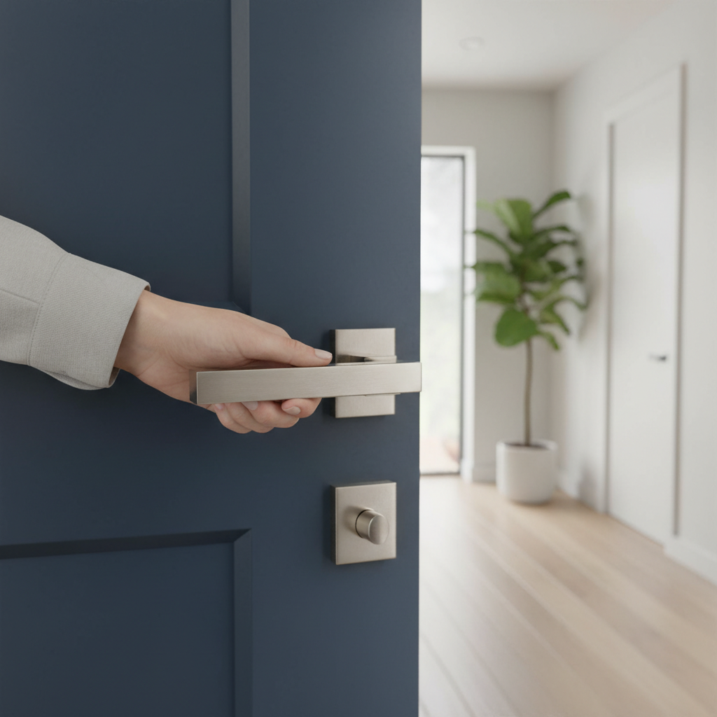 Premium Satin Nickel Interior Door Handle Pack with Hinges and Latch for Industrial Style Applications