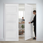 Premium 4 Panel Telescopic Pocket Door System with Wooden Jamb Kit and Adjustable Features for Modern Interiors