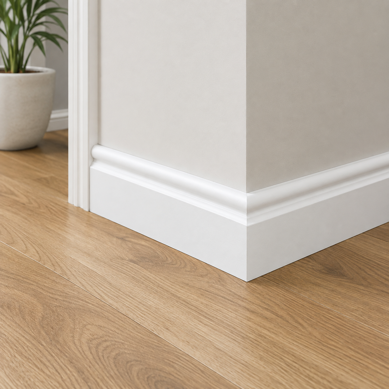 White 2.4m Torus Laminate Skirting Board 2400mm x 15mm x 63-116mm