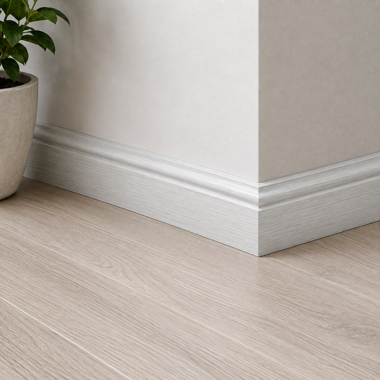 2.4m Off-White Torus Laminate Skirting Board 63-116mm x 15mm