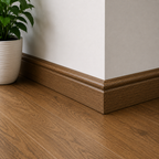 Laminate Skirting Board Dark Oak 2400mm x 15mm, Torus Profile 63-116mm