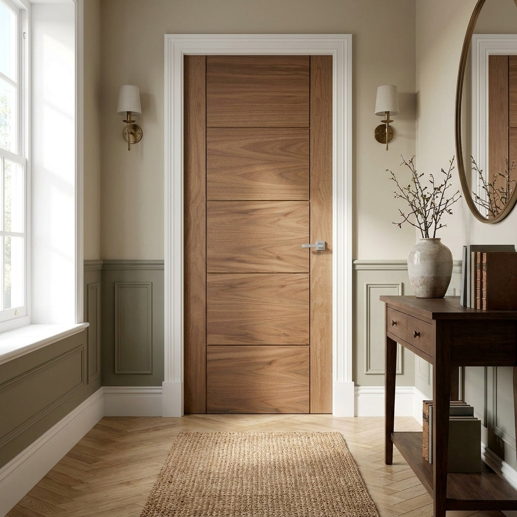 Internal Oak FD30 Fire Door, Unfinished, Parma 5 Panel Design