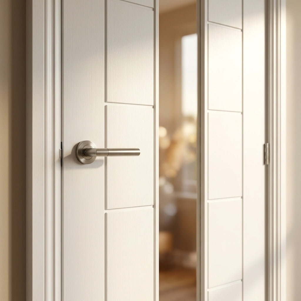 Internal White Door with 1 Light Clear Glass Glazing, Primed Finish - detail view