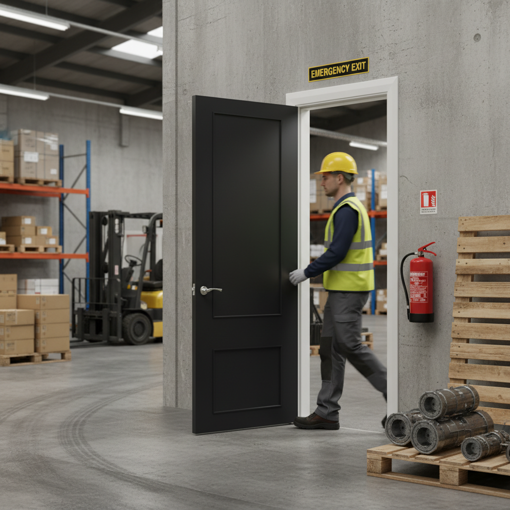 Premium 2 Panel Internal Fire Door with FD30 Fire Rating and Solid High-Density Core in Elegant Black Finish