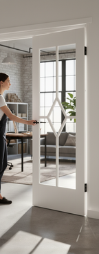 Premium Internal White Primed Clear Glazed Door with Decorative Beading, Engineered Construction and 10-Year Guarantee