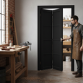 Premium Internal Fully Finished 4 Panel Solid Bi-Fold Door - Space-Saving Design with Elegant Black Finish and Durable Construction