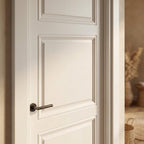 Internal White Door 3 Panel Smooth Shallow Groove Primed Finish - detail view