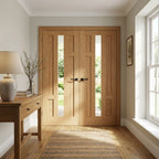 Internal Oak French Door Fully Finished 4 Panel 1 Light Glazed