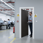 Premium Contemporary Dark Grey Fire Door with 7 Panels and Matching Inlays for Modern Spaces