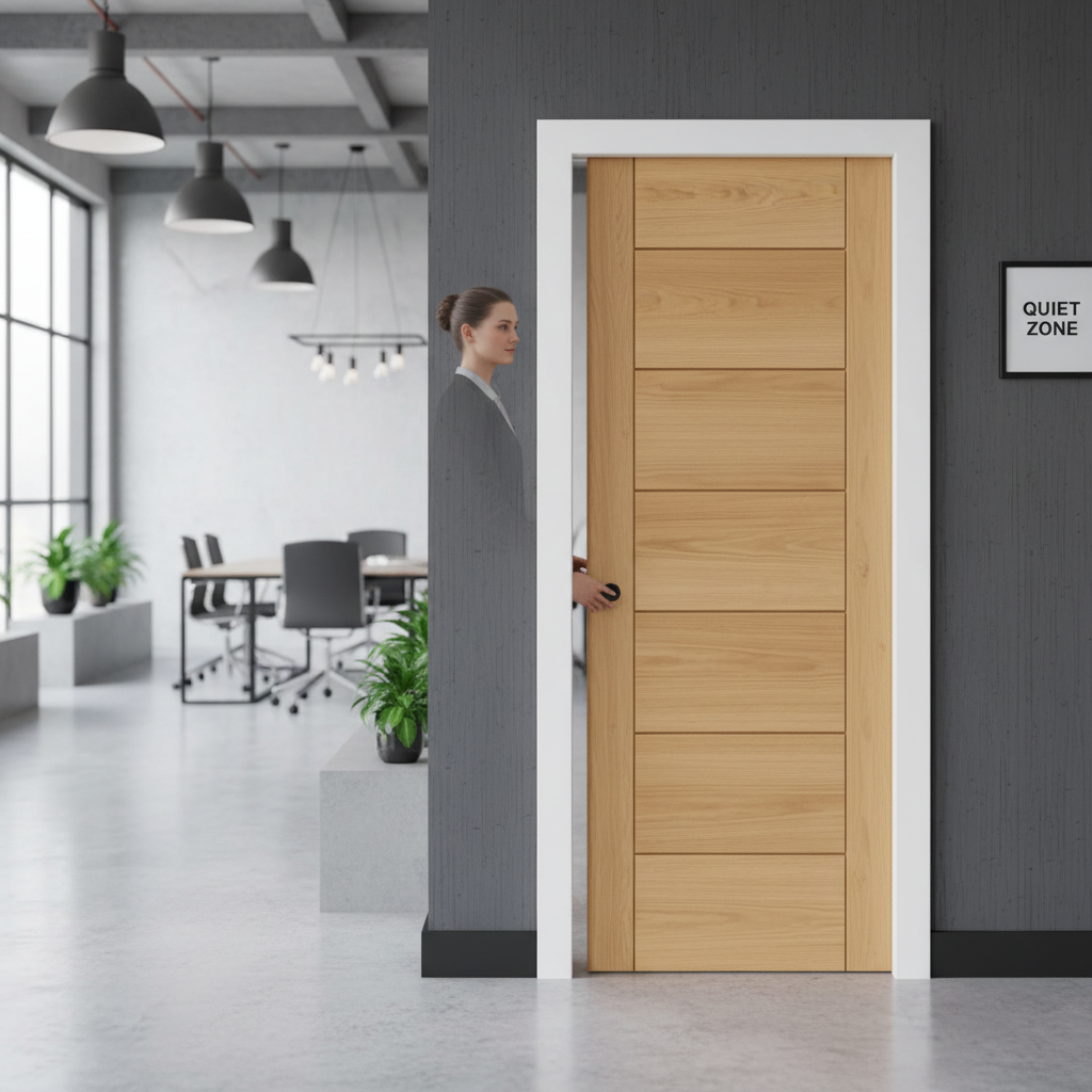 Premium Fire Rated Pocket Door System with Unfinished Oak and Galvanized Steel Frame for Customization and Durability