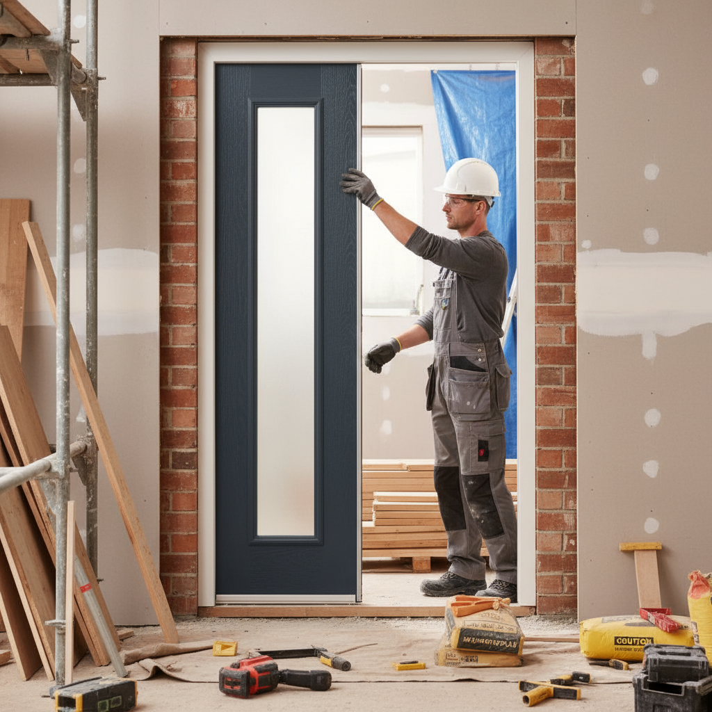 Premium Frosted Glazed Grey Composite Sidelight for Contemporary Openings with Low U Value and Easy Installation