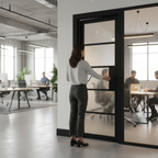 Premium Industrial Style Reeded Glazed Door with Solid Framing and Black Finish for Modern Interiors