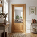 Internal Oak Door Fully Finished with 1 Panel, 1 Light Obscure Glass