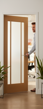 Premium Oak Glazed Internal Door with Clear Safety Glass - Unfinished for Customization