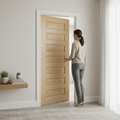 Premium 7-Panel Oak Interior Door with Solid Core and Custom Sizes - High-Quality Professional Grade for Industrial and Commercial Applications