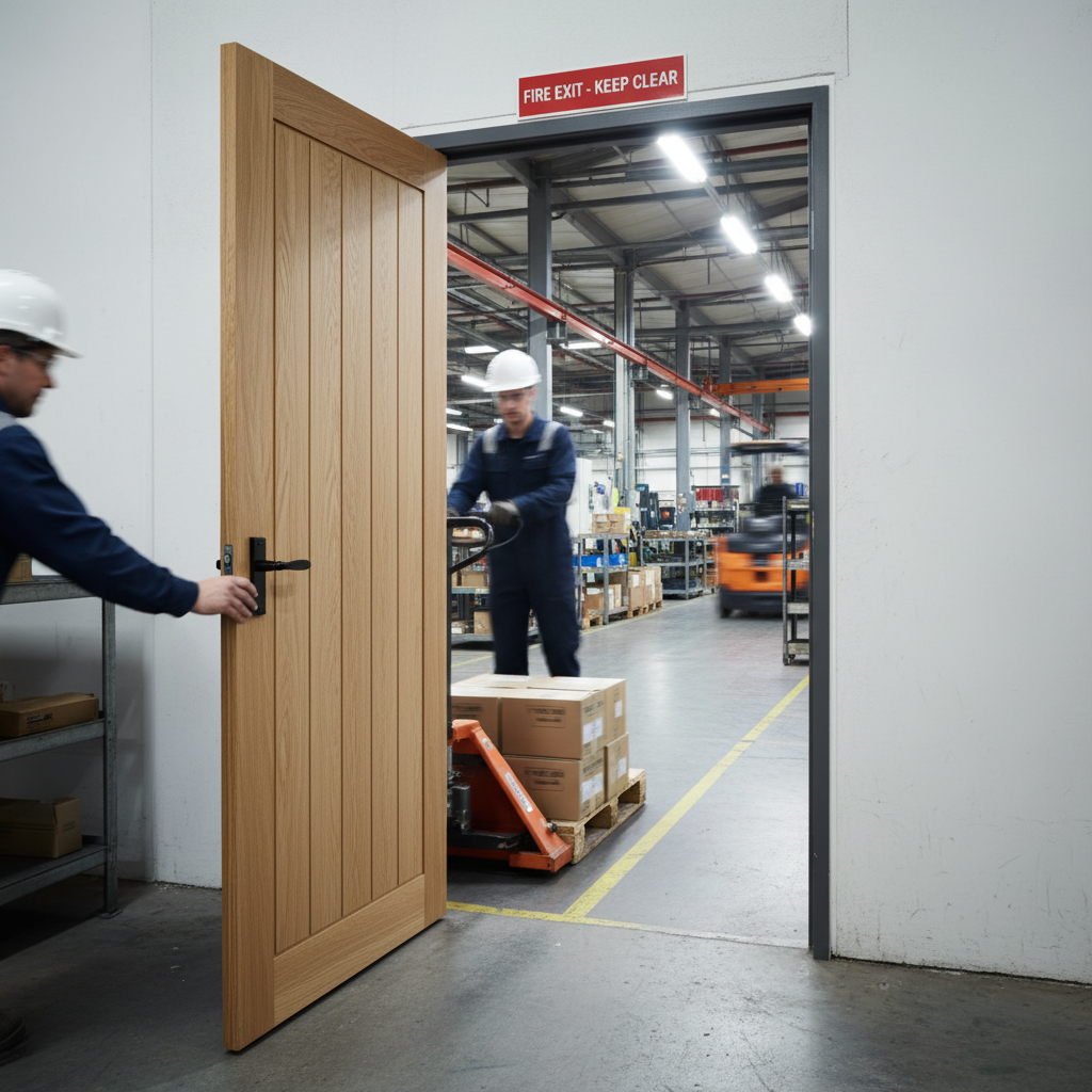 Premium Oak Interior Fire Door with Engineered Construction, FD30 Fire Rating and Unfinished Surface for Customization