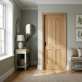 Pocket Door Set Oak Unfinished Victorian 4 Panel Flat Frame 100mm Internal