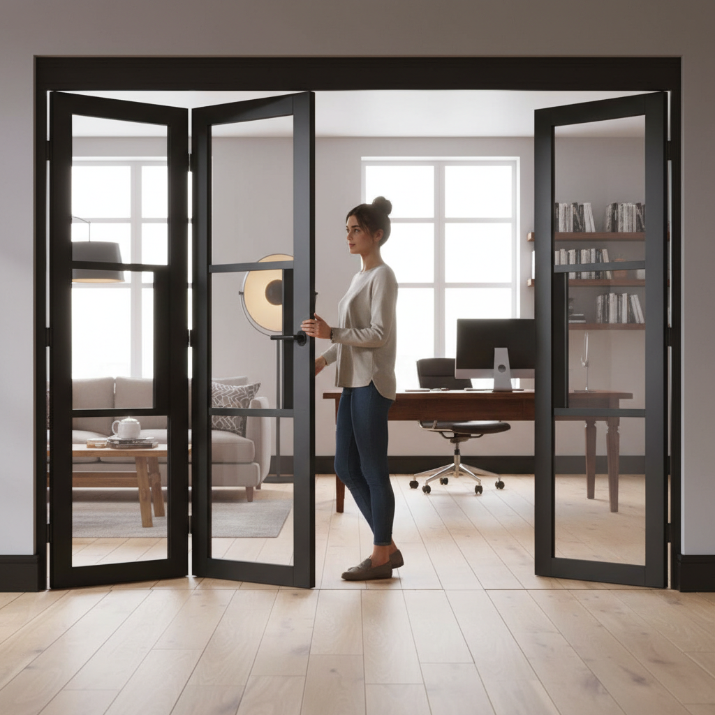 Premium Industrial Style Folding Door System with Tinted Glazed Panels - 4 Configurations Available