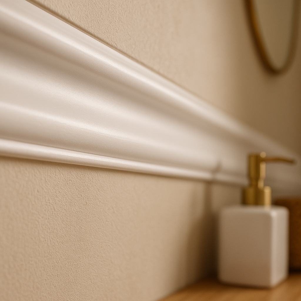 White Painted Decorative Coving 14mm x 67mm, 2.4m Length - detail view