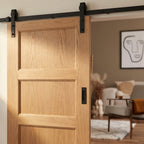 Internal Oak Sliding Door, Unfinished, Solid Core, 4 Panel Shaker Design - detail view