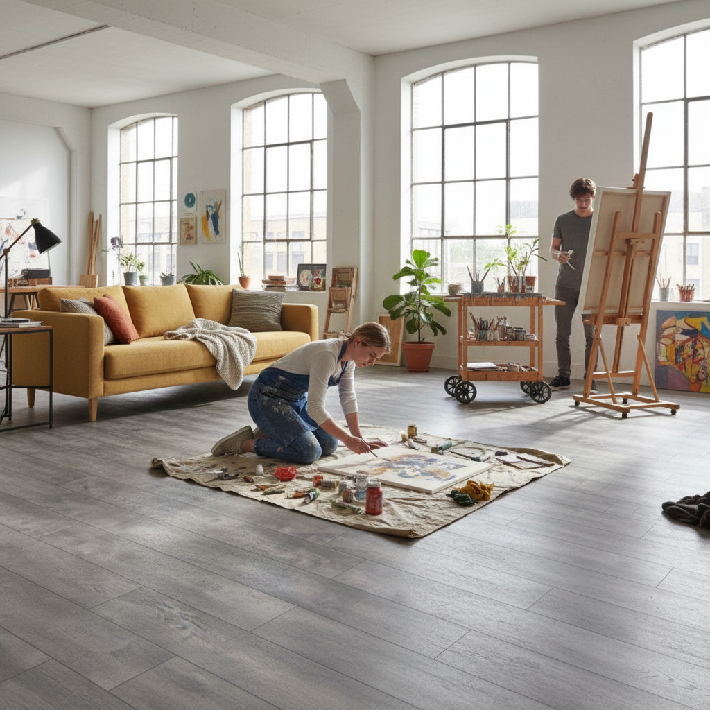 Premium 8mm Laminate Flooring with Water-Resistant Surface for Kitchens and Bathrooms