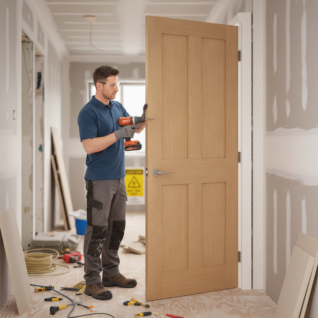 Premium Internal Fire Door with Real Oak Veneer, Engineered Strength, and 30 Minutes Fire Rating - Multiple Sizes Available