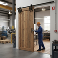 Premium Matt Black Top Hung Sliding Barn Door Track for Doors up to 100kg, 1000mm Width, Ideal for Timber Frames