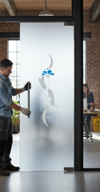 Premium 10mm Satin Glass Sliding Door System with Colored Inserts and Frame for Modern Interiors