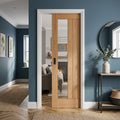 Oak Internal Pocket Door Set Unfinished 1 Light Clear Glass 100mm Frame