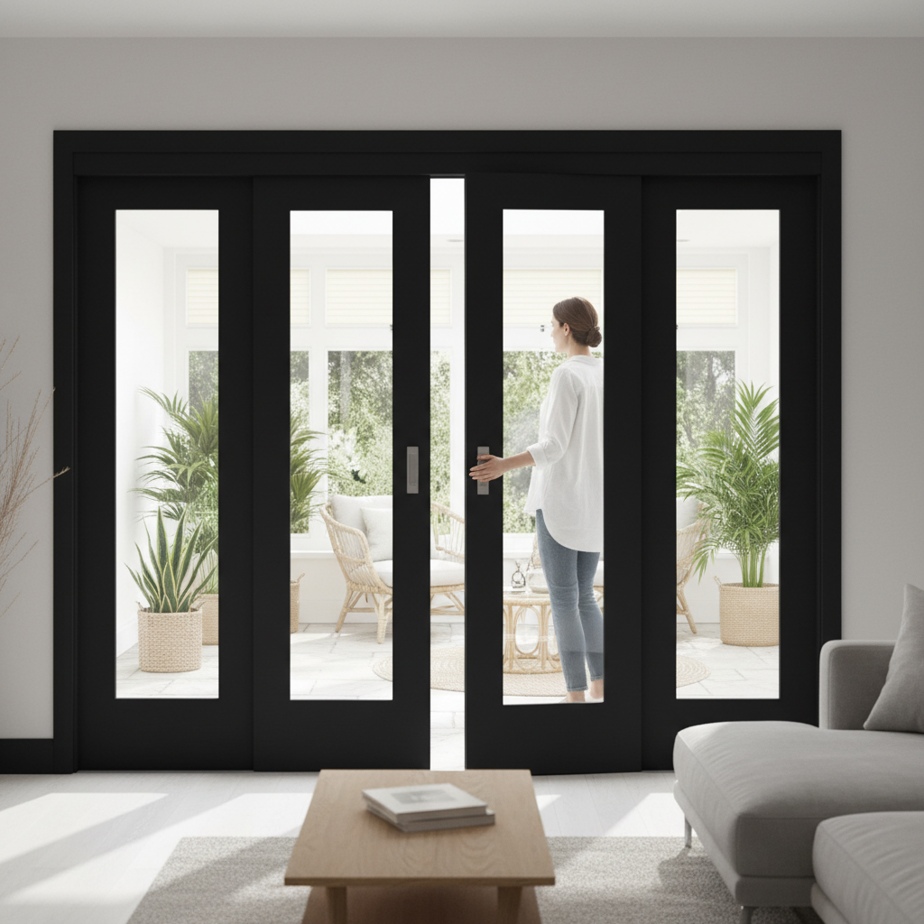 Premium Custom Sliding French Doors with Fixed Panels - Versatile Open-Plan Design for Your Home