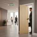 Premium Modern Oak Fire Door with Solid Core and Crown Cut Veneer - Bespoke Sizes Available