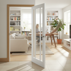 Premium Clear Glazed White Door with Engineered Construction and Safety Glass for Timeless Home Design