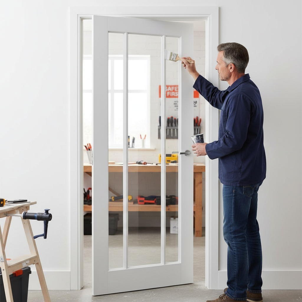 Premium Clear Glazed Internal Door with Solid Pine Core and MDF Finish for Home Renovations