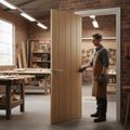 Premium Custom Made Oak Fire Door with Solid Core and Bevel-Cut Panels for Exceptional Strength and Style