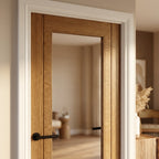 Internal Oak Door Unfinished with 1 Light Clear Glass 1981x762mm - detail view