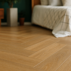 Herringbone Rigid Core LVT Flooring in Natural Oak - 5.5mm Thickness - detail view
