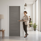 Premium Ash Grey Internal Fully Finished 5 Panel Door with Solid Core and Customisable Fit