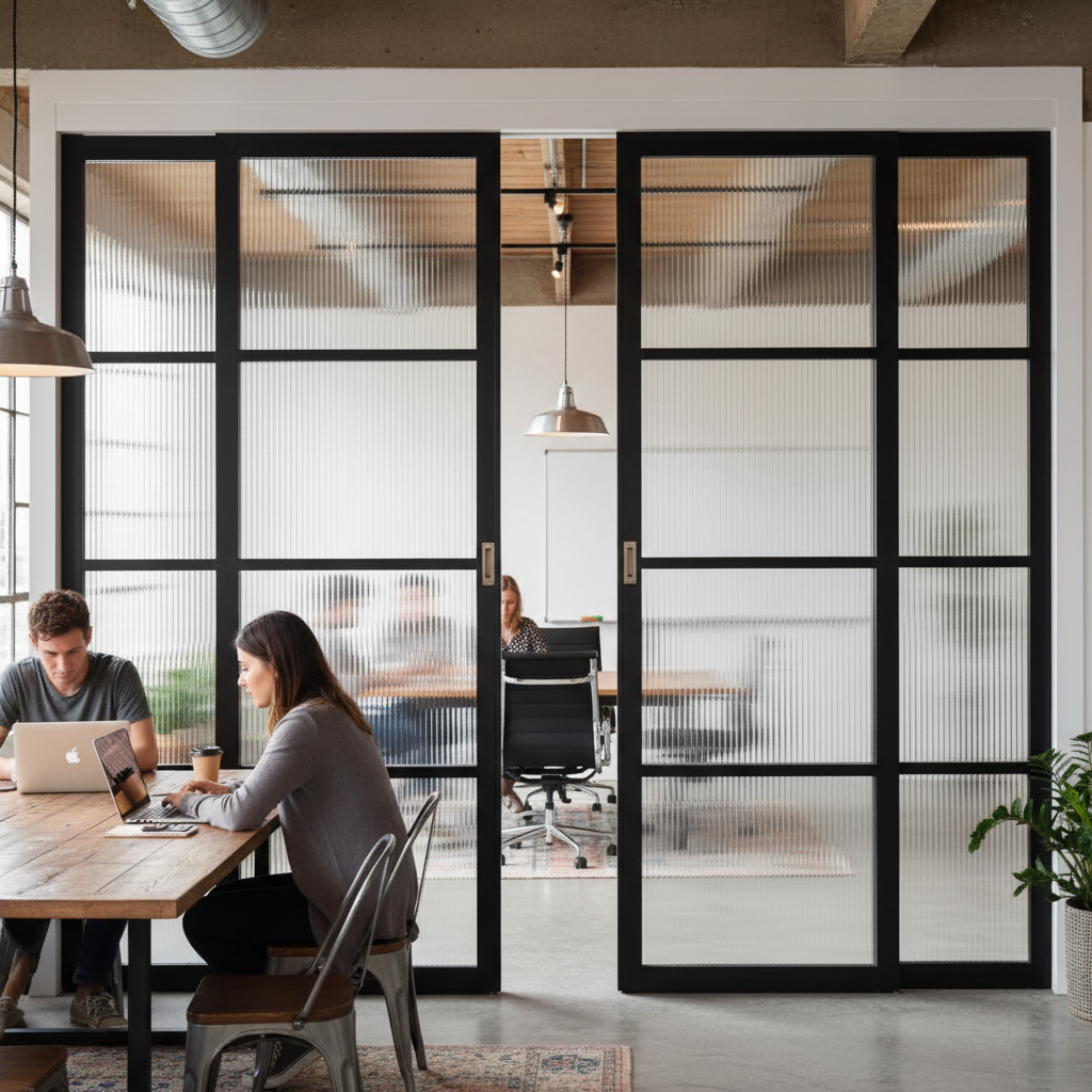 Premium Sliding French Doors with Fixed Panels - Modern Industrial Design, Customizable Style, and Space-Saving Functionality