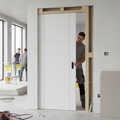Premium White Primed Internal 7 Panel Framed Pocket Door Set for Stylish Interiors