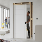 Premium White Primed Internal 7 Panel Framed Pocket Door Set for Stylish Interiors