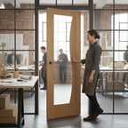 Premium Oak Door with Clear Glass Panel - Engineered Construction, Unfinished for Customization, A-Grade American White Oak Veneer