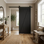 Internal Black Barn Door, 1 Panel, Primed Finish, Softwood Core