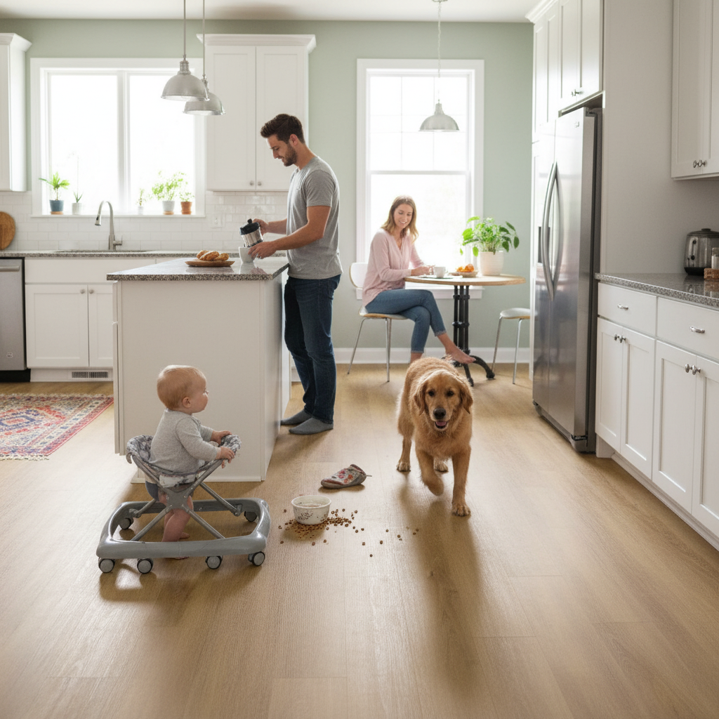 3.2mm Embossed UV Coated Rigid Core Vinyl Flooring with Angle-Tight Click Installation for Residential and Commercial Use...