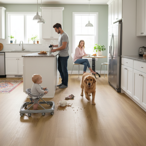 3.2mm Embossed UV Coated Rigid Core Vinyl Flooring with Angle-Tight Click Installation for Residential and Commercial Use...