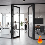Premium Extra Slim Fire Rated Double Pocket Door System with Custom 4L Fire Doors and Galvanised Steel Frame