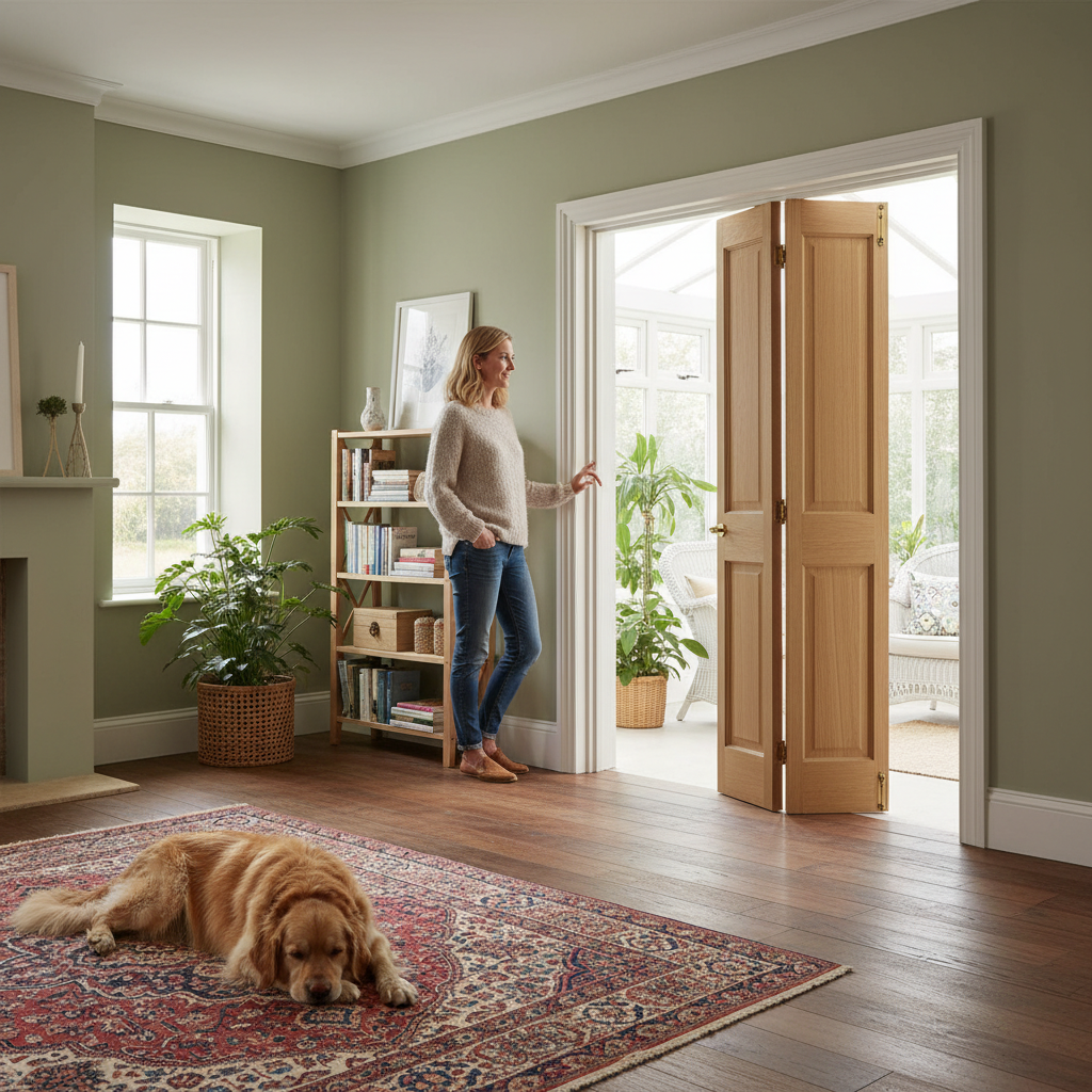 Premium Custom Made Victorian Bifold Door with Raised Panels and Complete Track Kit