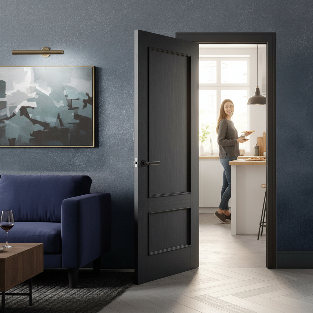 Premium Internal Fire Door - 2 Panel Design with Natural Wood Grain Finish and 30 Minutes Fire Rating