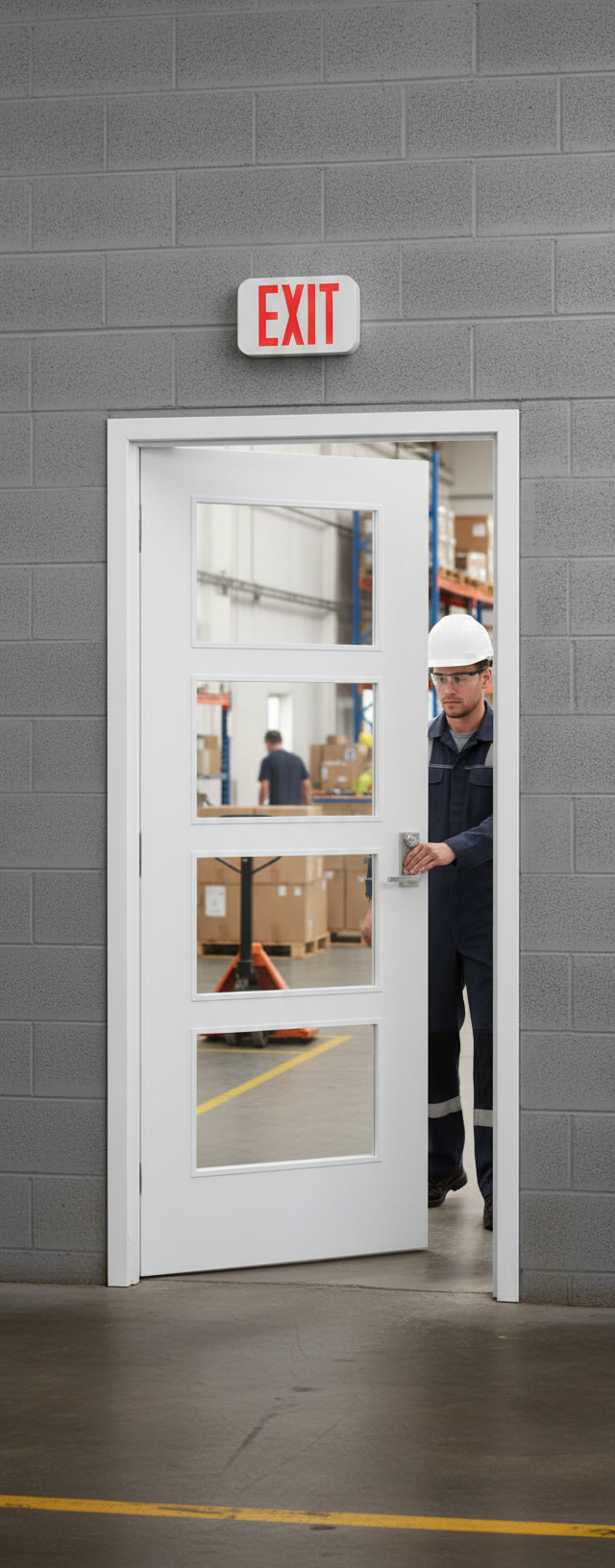 Premium Internal White Primed Vancouver 4 Light Clear Glazed Fire Door with Solid Engineered Construction